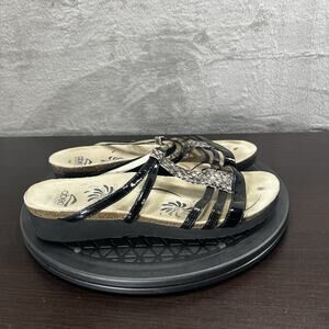 Abeo Women’s Size US 8 Black Snake Print Slip On Casual Comfort Sandals